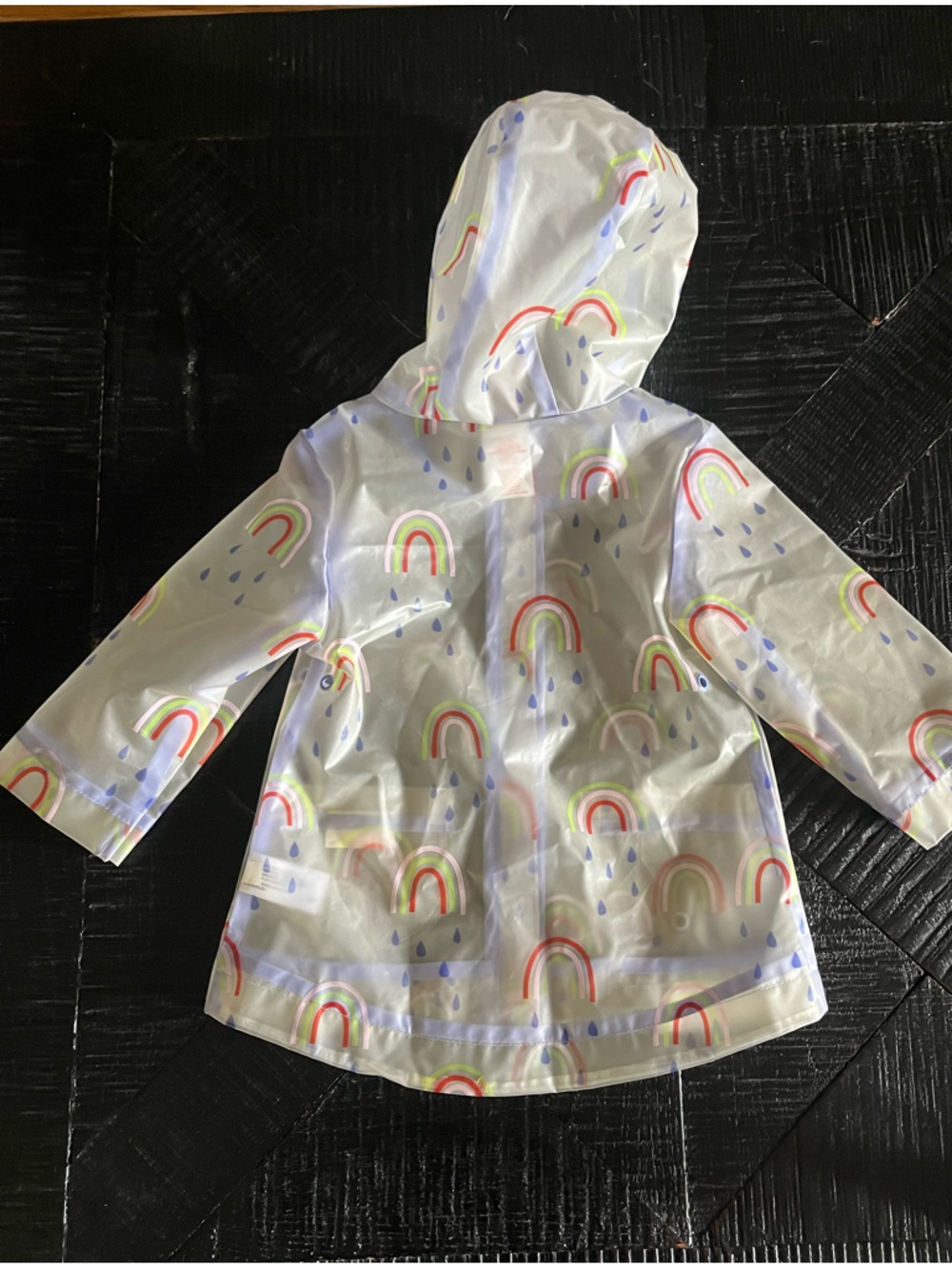 Cat & Jack Pastel Rainbow Hooded Rain Jacket  EUC Size 12 months - Picture 3 of 3